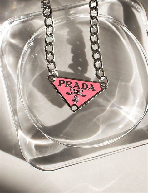 prada milano necklace|prada necklace triangle pendant.